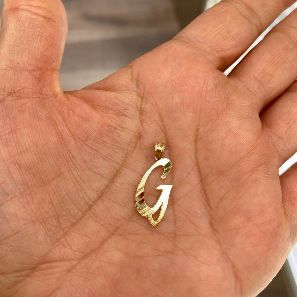14K yellow Gold initial R Pendant all letters available in all letters